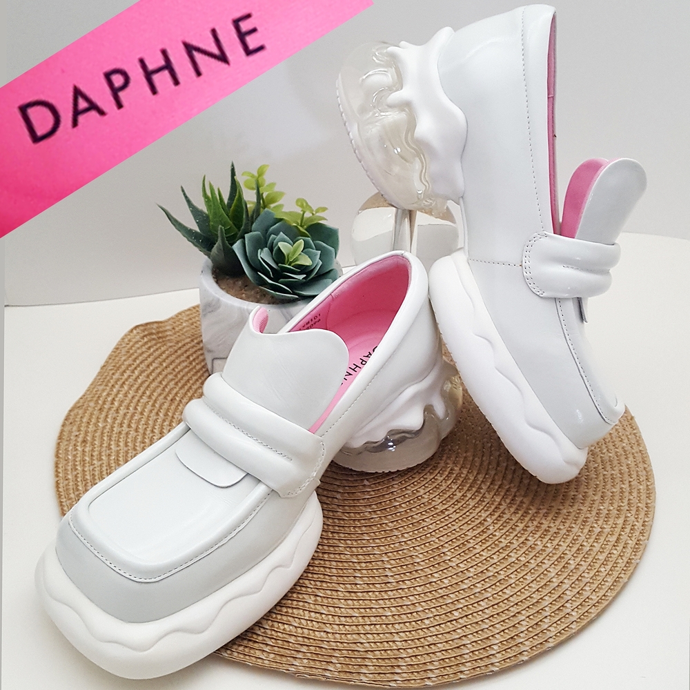 🔻Daphne💗White Pink Chunky Heel Platform Loafers